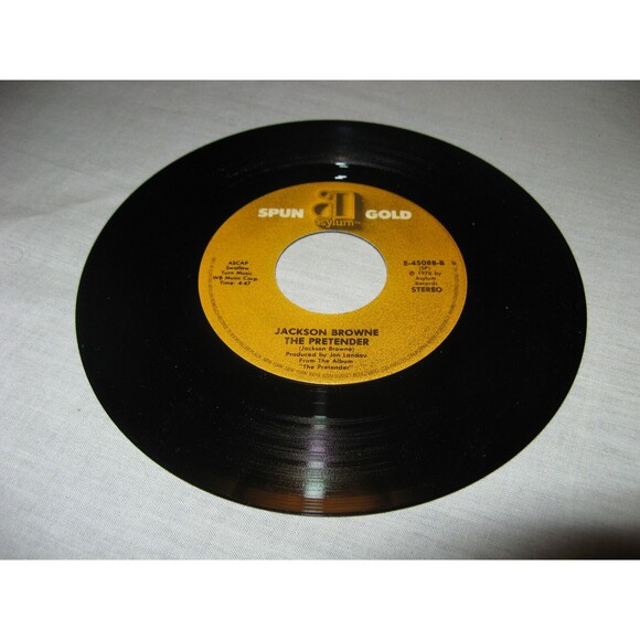 Jackson Browne 45 RPM Record Running On Empty/The Pretender Spun Gold VERY NICE - Picture 4 of 4